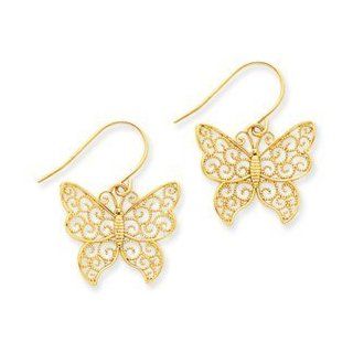 14k Gold Butterfly Earrings Dangle Earrings Jewelry