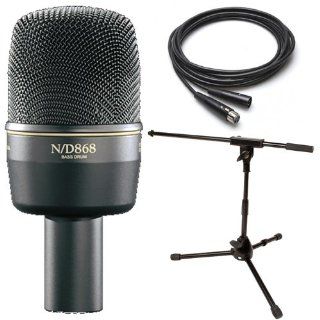 EV Electro Voice ND868 Bass Drum Microphone w/Jamstands Kick Mic Stand 25' Cable Musical Instruments