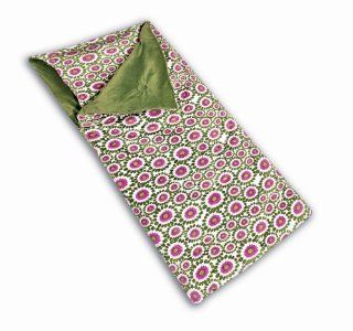 Thro Ltd. Sprouts Collection Microluxe 60 by 65 Sleeping Bag with Attached Pillow, Pink/Lime   Bed In A Bag