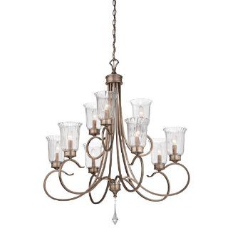 Kichler Lighting 43240BRSG Malina 9 Light 2 Tier Chandelier, Brushed Silver/Gold Finish with Clear Glass Shades and Crystal Accent    
