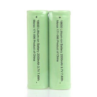 Merax 2000mAh 18650 Lithium ion/Li ion Batteries Certified and Sufficient 2PC Electronics