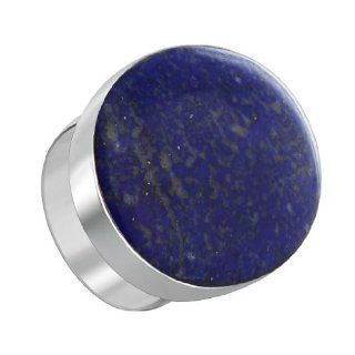 Sterling Silver 27mm x 22mm Blue Lapis Gemstone Oval Ring Size 8 Jewelry