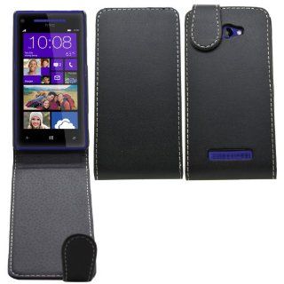 SAMRICK   HTC 8X   Specially Designed Leather Flip Case   Black Cell Phones & Accessories