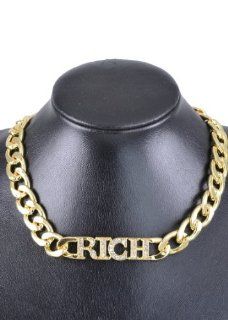 Rihanna Style Crystal Studded Rich Necklace Gold Color Bkn873 Jewelry