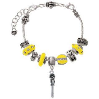 3 D Lacrosse Stick and Ball Yellow Juliet Beaded Bracelet [Jewelry] Delight Delight Jewelry
