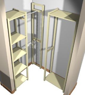 Solid Unfinished Wood Simple Closet System L Shaped for 44" to 54"deep Walk in Closet   Closet Storage And Organization Systems