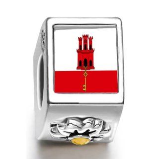 Soufeel Gibraltar Flag November Birthstone Flower European Charms Pandora Bracelets Compatible Bead Charms Jewelry
