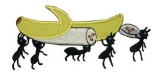 ID #1931 Banana W/ Ants Picnic Embroidered Iron On Applique Patch