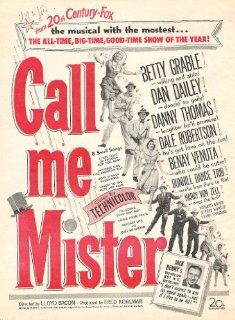 Call Me Mister 1951 Original Movie ad with Betty Grable, Dan Dailey, Danny Thomas and All Star Cast  Prints  