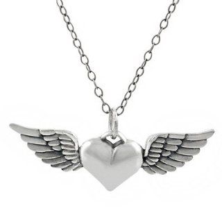 Sterling Silver Heart with Wings Necklace Jewelry