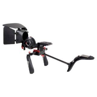 CowboyStudio Premium DSLR Shoulder Rig Mount Kit with Follower Focus, Matte Box and Shoulder Support Pad RL02 (Red) Kit  Video Camera Shoulder Supports  Camera & Photo