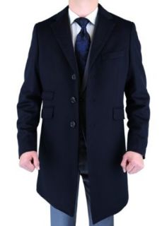 Luciano Natazzi Men's Navy Overcoat Cashmere Wool Fitted Topcoat at  Mens Clothing store