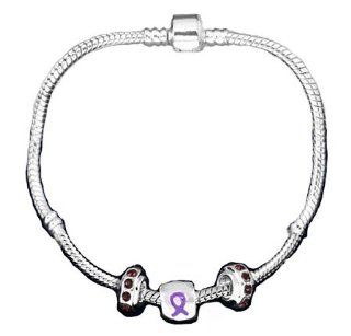 Pandora Style Epilepsy Awareness Silver Charm Bracelet Jewelry