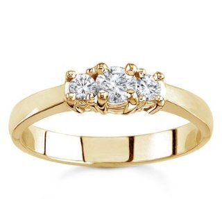 18k Yellow Gold Three Stone Diamond Ring (G/VS2, 1/4 ct. tw.) Jewelry