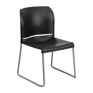 Flash Furniture HERCULES Series 880 lb. Capacity Black Full Back Contoured Stack Chair with Sled Base   Plastic Chair