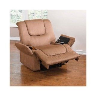 Taupe Extra Wide Storage Arms Rocker Recliner Chair Home Living Big Man Decor  