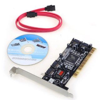 Neewer 4 Port Serial ATA SATA to RAID PCI Card Adapter SIL3114 With 2 SATA Cables Computers & Accessories