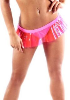 BodyZone Apparel Neon Pink Vinyl Cheeky Skirt Neon Pink One Size Clothing