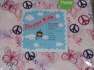 Divatex Twin Size Sheet Set Butterfly Peace Pink Sheets   Pillowcase And Sheet Sets