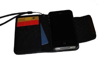 Deluxe Folio Wallet Leather Case for Iphone 4 Iphone 4s Multifunctional   Pockets to Keep Your Cards Driving License Bills & Belongings Safe   Color Black / Black Cell Phones & Accessories