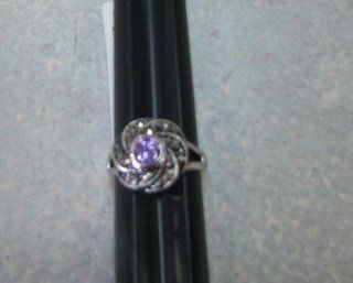R.S. Coventant 675 CZ Purple Swirl Silver Ring Size 6 