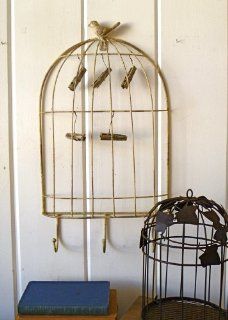 Chloe  Bird Cage Wall Hanging with Clothes Pegs and Wall Hooks  Great for Jewelry Display, Atcs, Postcards   Jewelry Organizers