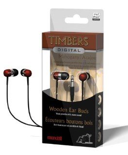 Maxell Digital Mahagany Wooden Timbers Stereo Earbuds Electronics