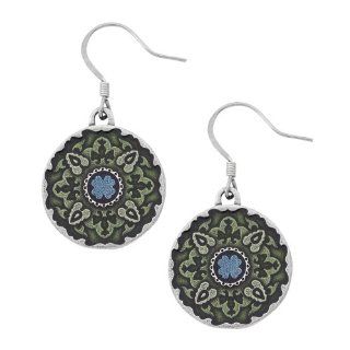 Medallion / green Wire Earrings Dangle Earrings Jewelry