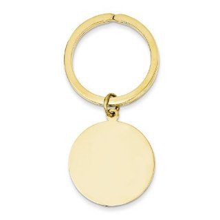 14K Gold Round High Polished Disc Key Ring Jewelry