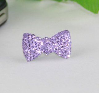 USAMZ909 Cute 3.5mm Purple Bowknot Design Dust Plug Earphone Cap/Cell Phone Charms/Bow Dust Plug For iphone 4 4s Cell Phones & Accessories