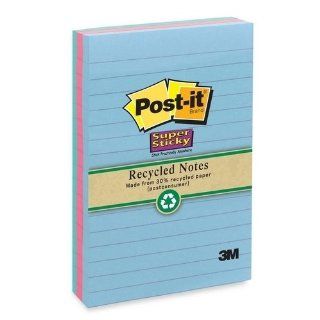 3M Commercial Office Supply Div. Super Sticky Pads, Lined, 4"X6", 90 Sh/Pd, 3 
