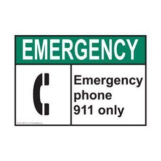 ANSI EMERGENCY Emergency Phone 911 Only Sign AEE 9442  Business And Store Signs 