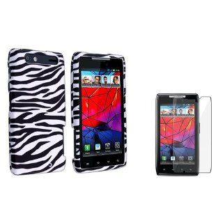 Everydaysource For Motorola Droid Razr XT912 / XT910   Black / White Zebra Rubber Hard Cover Case with FREE Reusable Screen Protector Cell Phones & Accessories