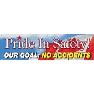 Accuform Signs MBR890 Reinforced Vinyl Motivational Vertical Banner "Pride In Safety OUR GOAL NO ACCIDENTS" with Metal Grommets and Canadian Flag Graphic, 28" Width x 8' Length Industrial Warning Signs
