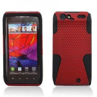 Motorola Droid Razr Maxx XT913 Black/Red Perforated Cover Cell Phones & Accessories