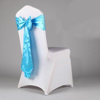 10x Sky Blue Chair Cover Ribbon Bow Satin Sashes Party Banquet Wedding Decorate  Wedding Ceremony Accessories  