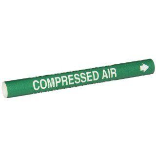 Brady 4033 A B 915 Coiled Printed Plastic Sheet, White on Green BradySnap On Pipe Marker for 3/4" to 1 3/8" Outside Pipe Diameter, Legend "Compressed Air" Industrial Pipe Markers