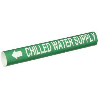 Brady 4024 B Snap On 1 1/2"   2 3/8" Outside Pipe Diameter B 915 Coiled Printed Plastic Sheet White On Green Color Pipe Marker Legend "Chilled Water Supply" Industrial Pipe Markers
