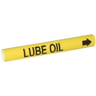 Brady 4244 B Bradysnap On Pipe Marker, B 915, Black On Yellow Coiled Printed Plastic Sheet, Legend "Lube Oil" Industrial Pipe Markers