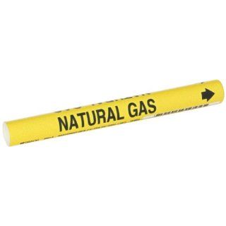 Brady 4097 A Snap On 3/4"   1 3/8" Outside Pipe Diameter B 915 Coiled Printed Plastic Sheet Black On Yellow Color Pipe Marker Legend "Natural Gas" Industrial Pipe Markers