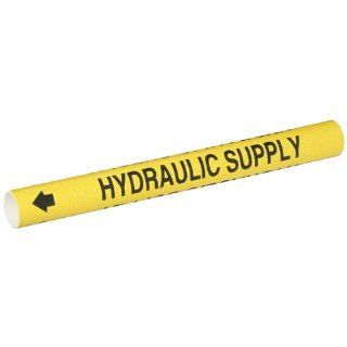 Brady 4084 A Bradysnap On Pipe Marker, B 915, Black On Yellow Coiled Printed Plastic Sheet, Legend "Hydraulic Supply" Industrial Pipe Markers
