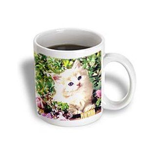 3dRose Kitten and Roses Ceramic Mug, 15 Ounce Kitchen & Dining