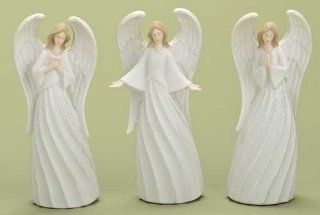 Set of 3 Good Tidings Swirling Porcelain Angel Christmas Nativity Figures 7"   Nativity Figurine Sets