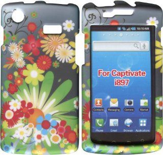 Multi Flowers Samsung Captivate i897 Galaxy S Android at&t Case Cover Hard Phone Case Snap on Cover Rubberized Touch Faceplates Cell Phones & Accessories