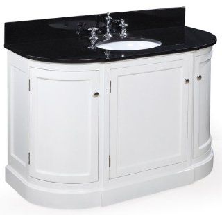 Montage 48 inch Bathroom Vanity (Black/White) Includes a White Cabinet, a Granite Countertop, and a Ceramic Sink    