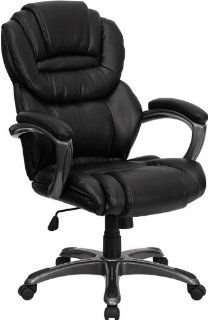 Flash Furniture High Back Black Leather Executive Office Chair with Leather Padded Loop Arms   Home And Garden Products