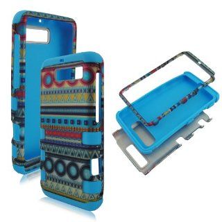 2D Hybrid 3 in 1 Blue Red Circle Tribal Motorola Electrify M XT901 U.S Cellular High Impact Shock Defender Plastic Outside with Soft Silicon Inside Drop Defender Snap on Cover Case Cell Phones & Accessories