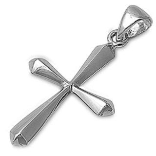Solid Cross .925 Sterling Silver Pendant Necklace Jewelry