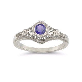 Vintage Tanzanite Floral Ring in .925 Sterling Silver Jewelry