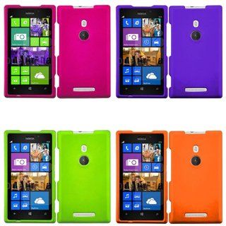 iFase Brand Nokia Lumia 925 Combo Rubber Purple + Rubber Rose Pink + Rubber Neon Green + Rubber Orange Protective Case Faceplate Cover for Nokia Lumia 925 Cell Phones & Accessories